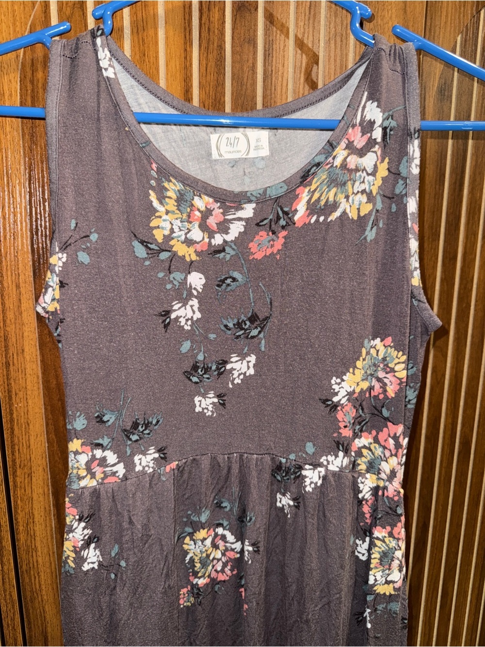 Sleeveless Floral Maxi Dress in Brown--lightweight--Summer--Womens XS - Picture 2 of 5